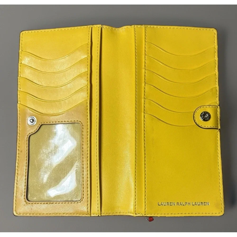 Lauren Ralph Lauren Leather Leighton Collection Wallet. Red/Yellow.